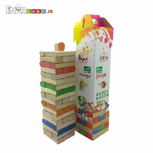 اسباب بازی چوبی برج هیجان رنگی 54 تکه جنگا