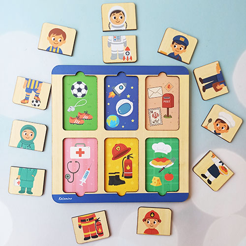 عکسی از نمای دگیر پازل چوبی دو تکه مشاغل