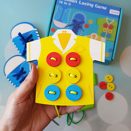 پیراهن با دکمه های بازی دوخت و دوز چوبی