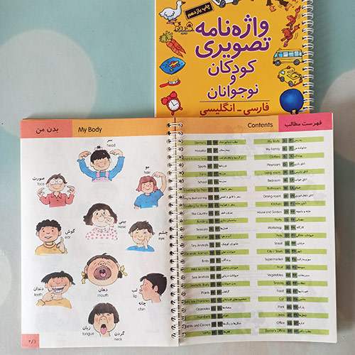 عکسی از یک صفحه کتاب واژه نامه تصویری کودکان و نوجوانان